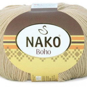 Fir de tricotat sau crosetat - Fire tip mohair din lana si polyamida Nako BOHO BEJ 12534