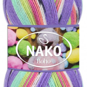 Fir de tricotat sau crosetat - Fire tip mohair din lana si polyamida Nako BOHO mix 81927