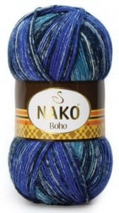 Fir de tricotat sau crosetat - Fire tip mohair din lana si polyamida Nako BOHO mix 31918