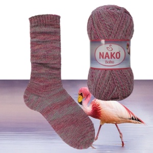 Fir de tricotat sau crosetat - Fire tip mohair din lana si polyamida Nako BOHO mix 87729