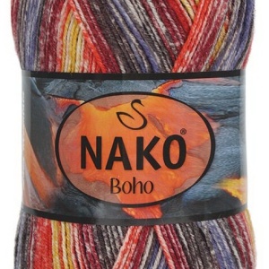 Fir de tricotat sau crosetat - Fire tip mohair din lana si polyamida Nako BOHO mix 32841