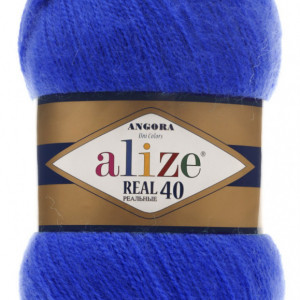 Fir de tricotat sau crosetat - Fire tip mohair din acril Alize Angora Real 40 Albastru 141