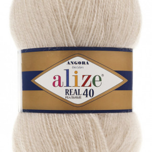Fir de tricotat sau crosetat - Fire tip mohair din acril Alize Angora Real 40 Cream 67