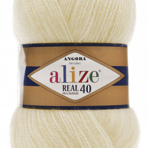Fir de tricotat sau crosetat - Fire tip mohair din acril Alize Angora Real 40 Cream 01
