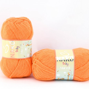Fir de tricotat sau crosetat - Fire tip mohair din acril Nako Baby MARVEL PORTOCALIU 10157 - Img 2