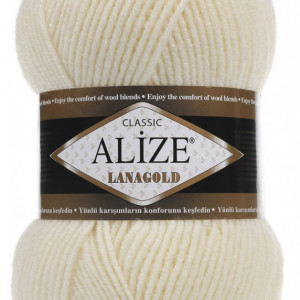 Fir de tricotat sau crosetat - Fire tip mohair din lana 49% si acril 51% Alize Lanagold Cream 01