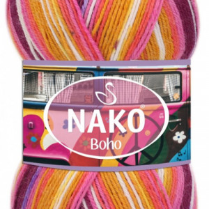 Fir de tricotat sau crosetat - Fire tip mohair din lana si polyamida Nako BOHO mix 82259