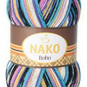 Fir de tricotat sau crosetat - Fire tip mohair din lana si polyamida Nako BOHO mix 81264