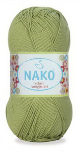 Fir de tricotat sau crosetat - Fir BUMBAC 100% NAKO SOLARE AMIGURUMI VERDE 6688