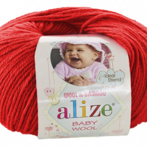 Fir de tricotat sau crosetat - Fire amestec lana + bambus si acril ALIZE BABY WOOL ROSU 56