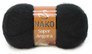 Fir de tricotat sau crosetat - Fire tip mohair acril NAKO SUPER ANGORA NEGRU 217