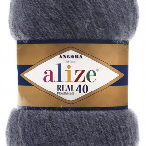 Fir de tricotat sau crosetat - Fire tip mohair din acril Alize Angora Real 40 DENIM melanj 411