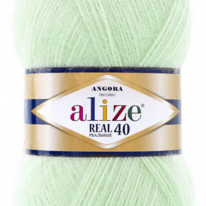 Fir de tricotat sau crosetat - Fire tip mohair din acril Alize Angora Real 40 Vernil 842