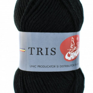 Fir de tricotat sau crosetat - Fire tip mohair din acril CANGURO - TRIS NEGRU 340