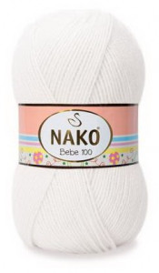 Fir de tricotat sau crosetat - Fire tip mohair din acril NAKO BABY alb 208