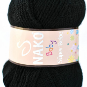 Fir de tricotat sau crosetat - Fire tip mohair din acril Nako SUPER BEBE NEGRU 217