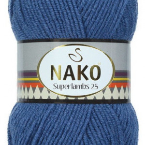 Fir de tricotat sau crosetat - Fire tip mohair din lana 25% si acril 75% Nako Superlambs 25 ALBASTRU 5372