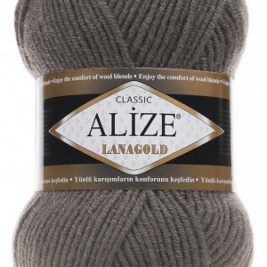Fir de tricotat sau crosetat - Fire tip mohair din lana 49% si acril 51% Alize Lanagold Gri 348