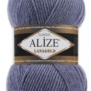 Fir de tricotat sau crosetat - Fire tip mohair din lana 49% si acril 51% Alize Lanagold Albastru 203