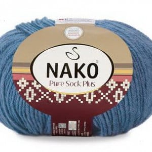 Fir de tricotat sau crosetat - Fire tip mohair din lana si polyamida Nako PURE SOCK PLUS ALBASTRU 1986