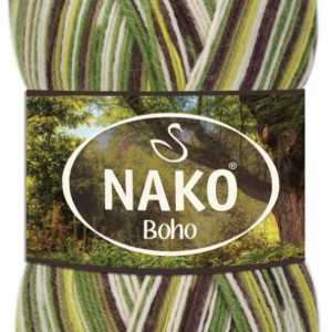 Fir de tricotat sau crosetat - Fire tip mohair din lana si polyamida Nako BOHO mix 82168