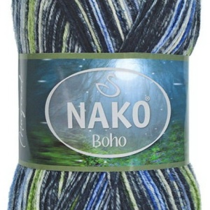 Fir de tricotat sau crosetat - Fire tip mohair din lana si polyamida Nako BOHO mix 32839