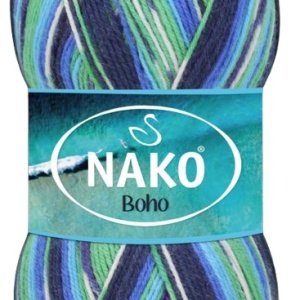 Fir de tricotat sau crosetat - Fire tip mohair din lana si polyamida Nako BOHO mix 82267