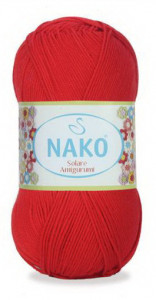 Fir de tricotat sau crosetat - Fir BUMBAC 100% NAKO SOLARE AMIGURUMI ROSU 6951