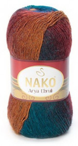 Fir de tricotat sau crosetat - Fire tip mohair acril NAKO ARYA EBRULI DEGRADE 86412