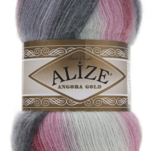 Fir de tricotat sau crosetat - Fire tip mohair din acril Alize Angora Gold Batik degrade 1602