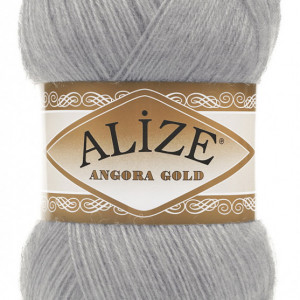 Fir de tricotat sau crosetat - Fire tip mohair din acril Alize Angora Gold Gri 21