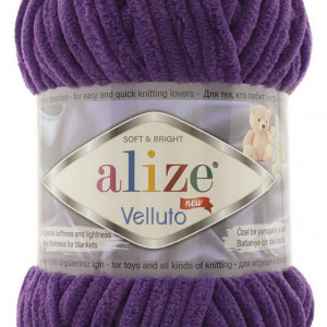 Fir de tricotat sau crosetat - Fire tip mohair din acril ALIZE VELLUTO MOV 44