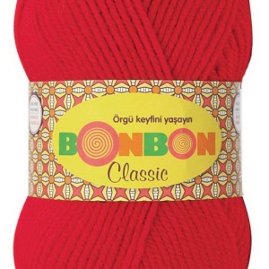 Fir de tricotat sau crosetat - Fire tip mohair din acril BONBON CLASIC ROSU 98211