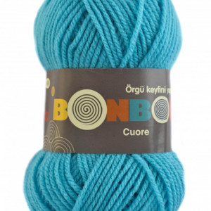 Fir de tricotat sau crosetat - Fire tip mohair din acril BONBON CUORE - TURCOAZ - 98238