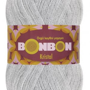 Fir de tricotat sau crosetat - Fire tip mohair din acril BONBON KRISTAL GRI 98233