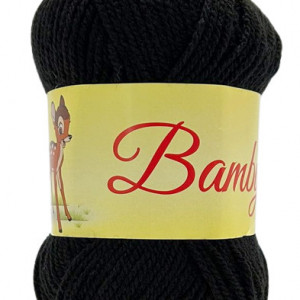 Fir de tricotat sau crosetat - Fire tip mohair din acril CANGURO - BAMBY NEGRU 340