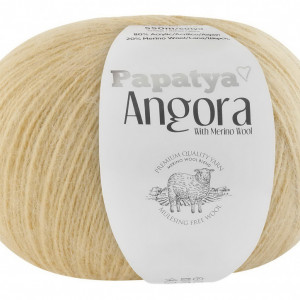 Fir de tricotat sau crosetat - Fire tip mohair din acril Kamgarn Papatya Angora CREAM 9310