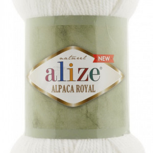 Fir de tricotat sau crosetat - Fire tip mohair din alpaca 15%, lana 30%, acril 55% Alize Alpaca Royal New ALB 55