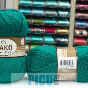 Fir de tricotat sau crosetat - Fire tip mohair din lana 100% Nako PURE WOOL VERDE 10327 - Img 2