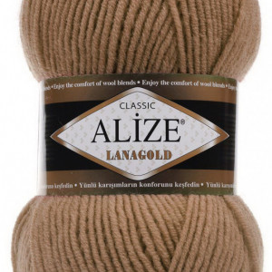 Fir de tricotat sau crosetat - Fire tip mohair din lana 49% si acril 51% Alize Lanagold Bej 466