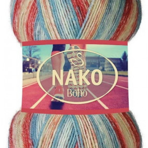 Fir de tricotat sau crosetat - Fire tip mohair din lana si polyamida Nako BOHO mix 82452