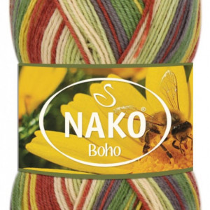 Fir de tricotat sau crosetat - Fire tip mohair din lana si polyamida Nako BOHO mix 82167