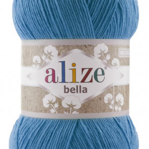 Fir de tricotat sau crosetat - Fir BUMBAC 100% ALIZE BELLA 100 - ALBASTRU 387