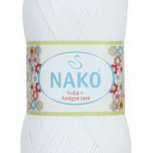 Fir de tricotat sau crosetat - Fir BUMBAC 100% NAKO SOLARE AMIGURUMI ALB 208