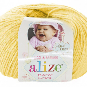 Fir de tricotat sau crosetat - Fire amestec lana + bambus si acril ALIZE BABY WOOL GALBEN 187