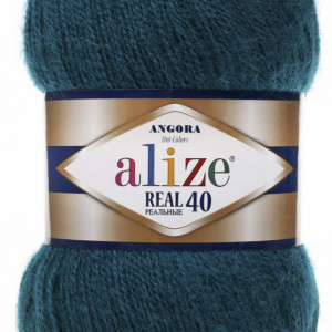 Fir de tricotat sau crosetat - Fire tip mohair din acril Alize Angora Real 40 Petrol 17 - Img 2
