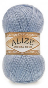 Fir de tricotat sau crosetat - Fire tip mohair din acril Alize Angora Gold Denim melaj 221