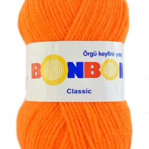 Fir de tricotat sau crosetat - Fire tip mohair din acril BONBON CLASIC PORTOCALIU 98215