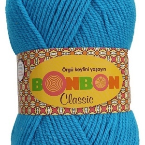 Fir de tricotat sau crosetat - Fire tip mohair din acril BONBON CLASIC TURCOAZ 98802