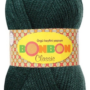Fir de tricotat sau crosetat - Fire tip mohair din acril BONBON CLASIC VERDE 98321